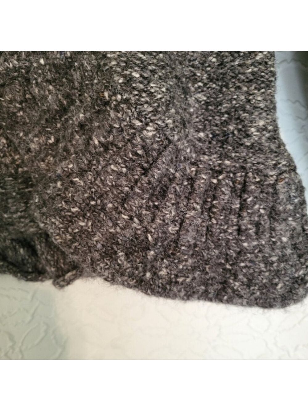 Ruby Rd. Gray Ruffled 3/4 Sleeve Open Front Cardigan Sweater Size Large - Picture 4 of 7
